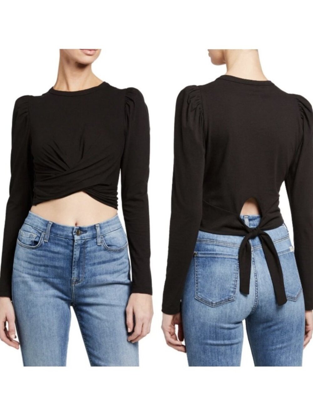 A.L.C. Mandy Blue Twist Front Tie Back Top S